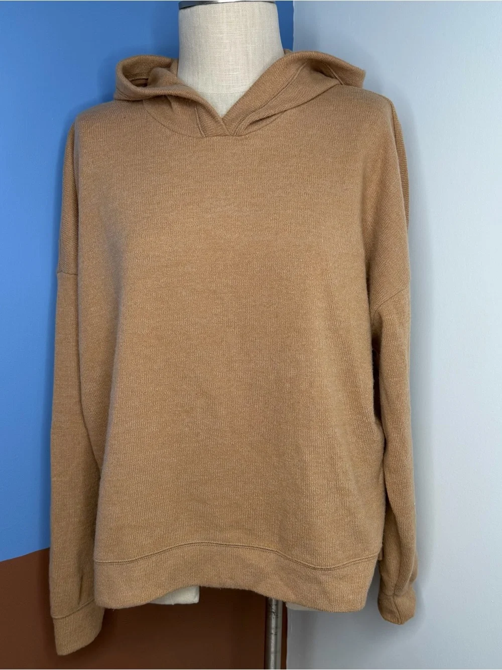 Abercrombie & Fitch Soft A&F Cozy‎ Camel Knit Hoodie Sweater Large NWT